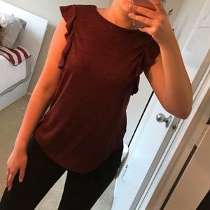 Maroon Ruffle Sleeve Blouse